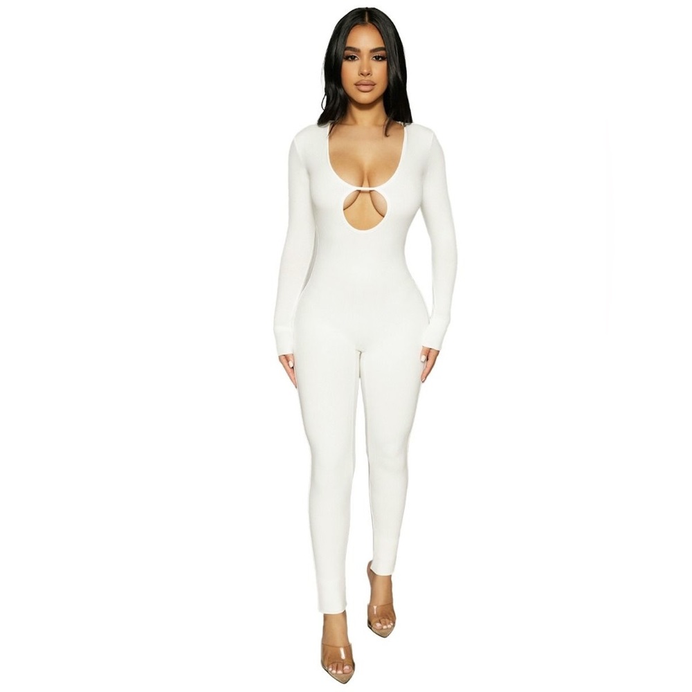the hole’d down jumpsuit